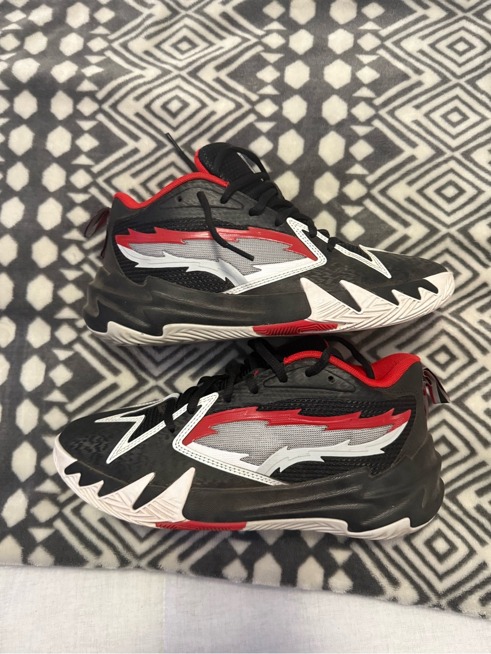 Puma Kids Black, Red & White Lightning Sneakers